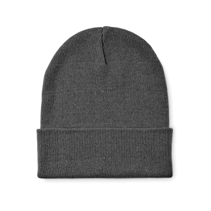 Bonnet tricoté promotionnel avec revers Beanix gris pierre
